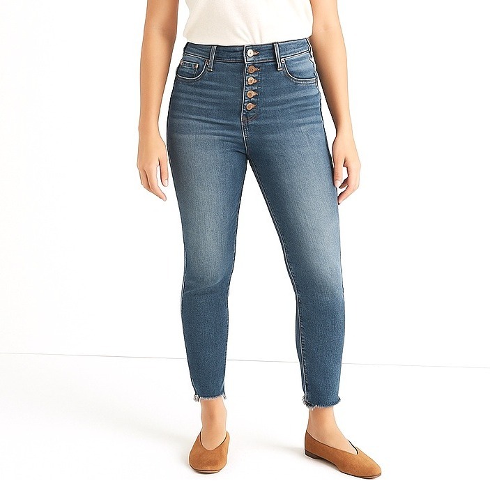 Madewell Jeans Woman 25p Cordova Wash 10" High Rise Skinny Button Fly Blue Denim